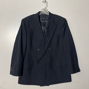 Christian Dior Monsieur Wool Double Breasted Navy Blue Blazer Men’s Size 44